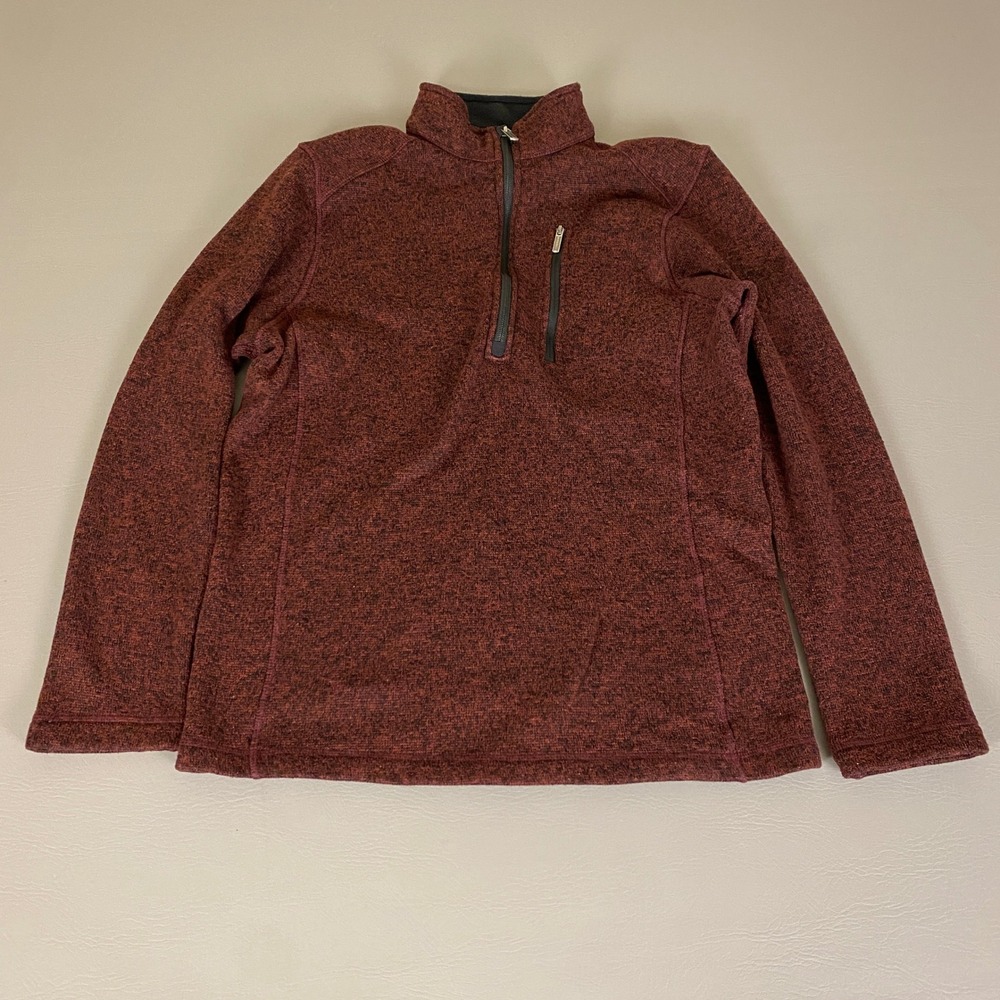 Woolrich 1/4 Zip Pullover Sweater Men's Medium Fleece Mock Neck‎ Red Heather